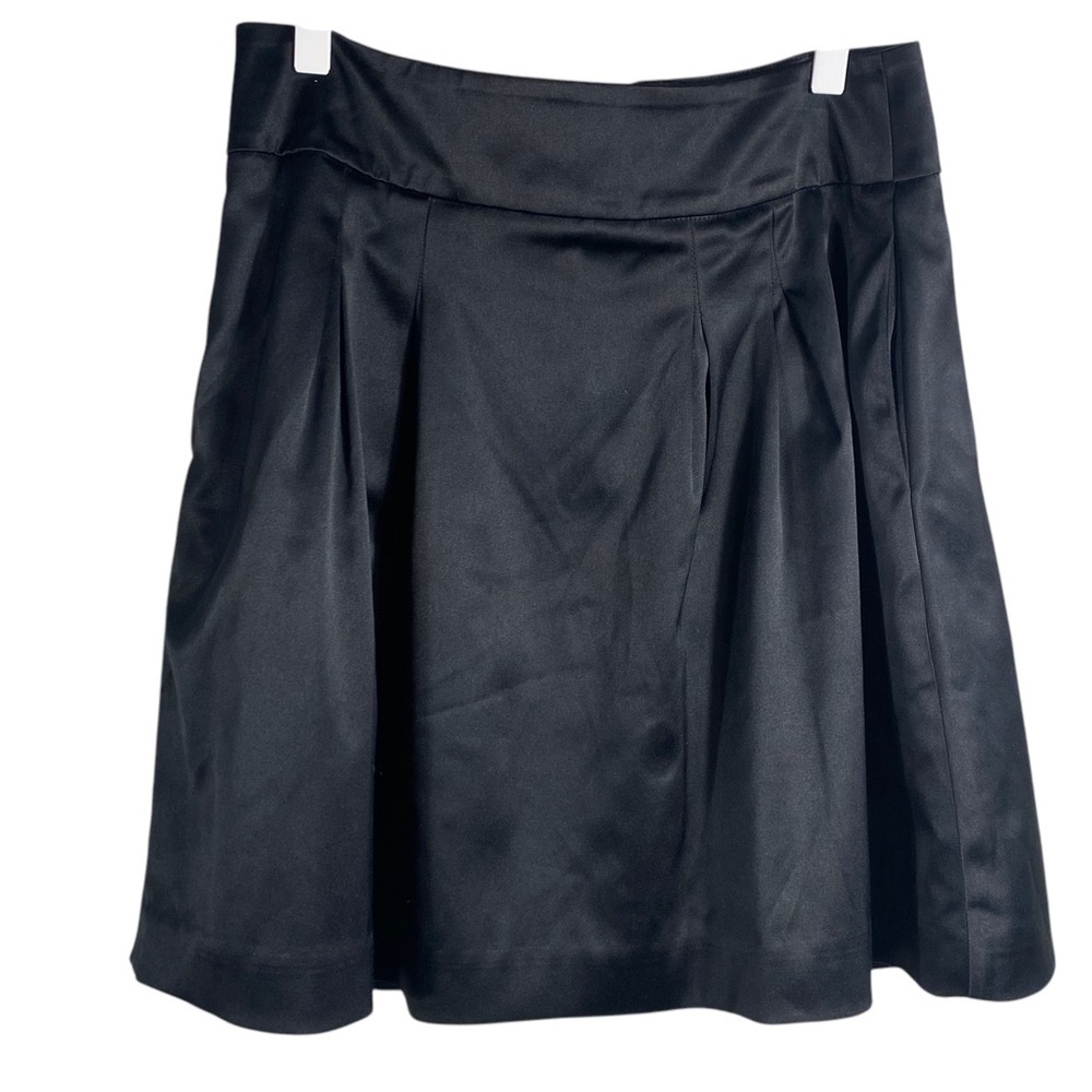 White House Black Market Black Satin Skirt W Pockets Sz 4
